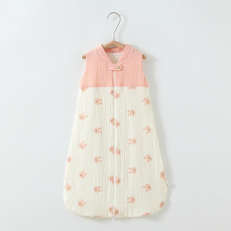 Baby Sleeping Bag Double Layer Patchwork Stand-up Collar Gauze Waistcoat Sleeping Bag 419562c9 df6a 4d3e 8318 7ffccf65f01e