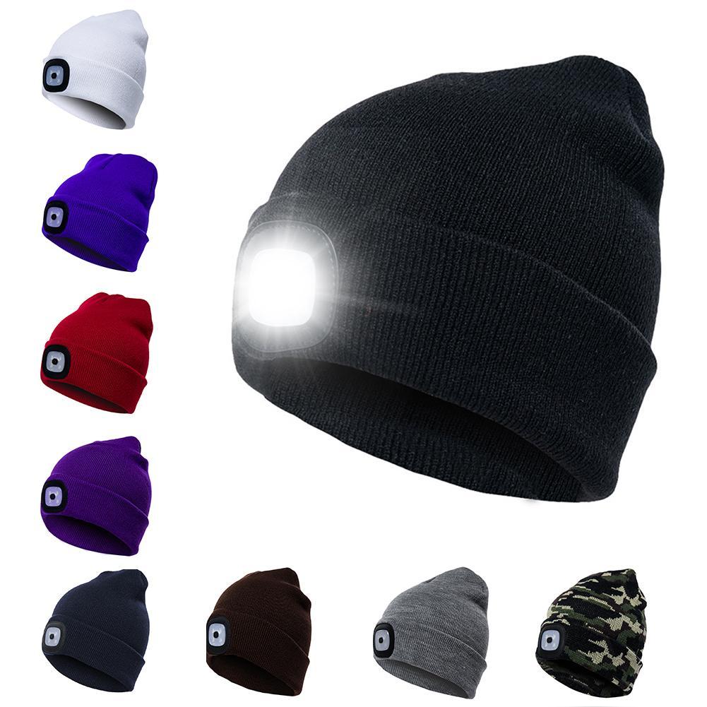 LED Knit Hat Button Cell Type Knitted Hat With Light Glowing 4234289649355