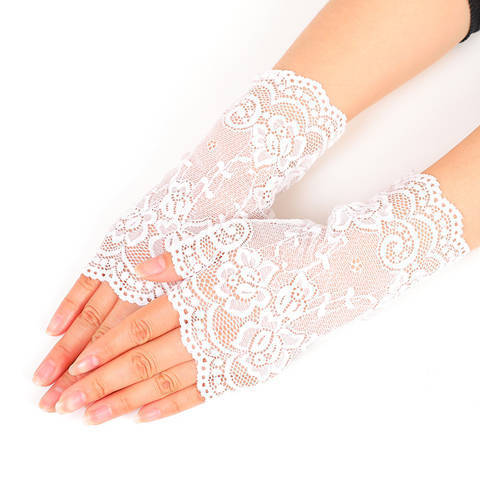 Lace Half-finger Sunscreen Short Outdoor Driving UV Protection Gloves 4235635096217