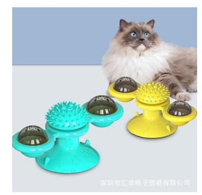 Cat Rotating Windmill Multi-Function Toys Itch Scratching Device Teeth Shining Toy 4237898370568