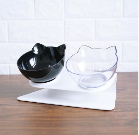 New Inclined Food Cat Ear Oblique Mouth Transparent Single Pet Bowl 4239717516557