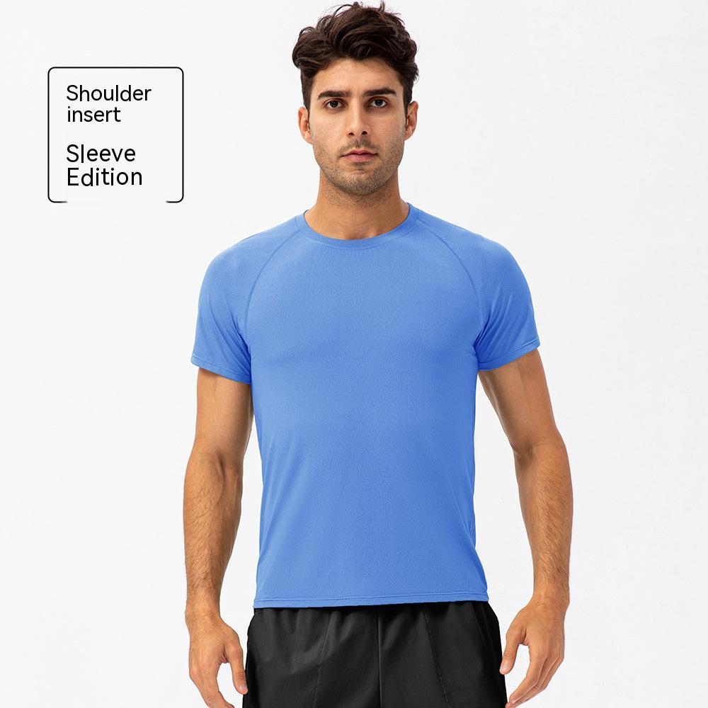Men's Loose Running Quick Drying Clothes Round Neck T-shirt Sweat-absorbent Breathable Fitness Sports Casual Short Sleeve Clo