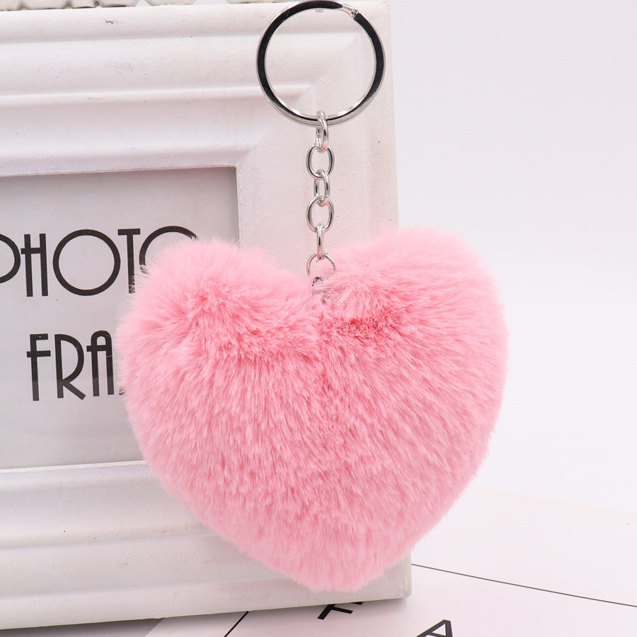 Heart-shaped Fur Ball Keychain Rex Rabbit Plush Car Pendant 42ddfc50 b8e3 44ef b6d8 6b7f09aa6dc6