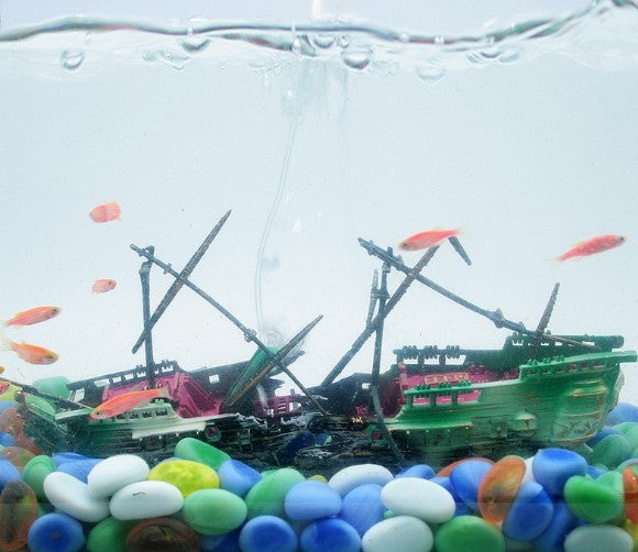 American Seahorse Pneumatic Fish Tank Decoration Aquarium Scenery Package Aerobic Toys Deep Sea Rotten Ship Sunk 430142718377