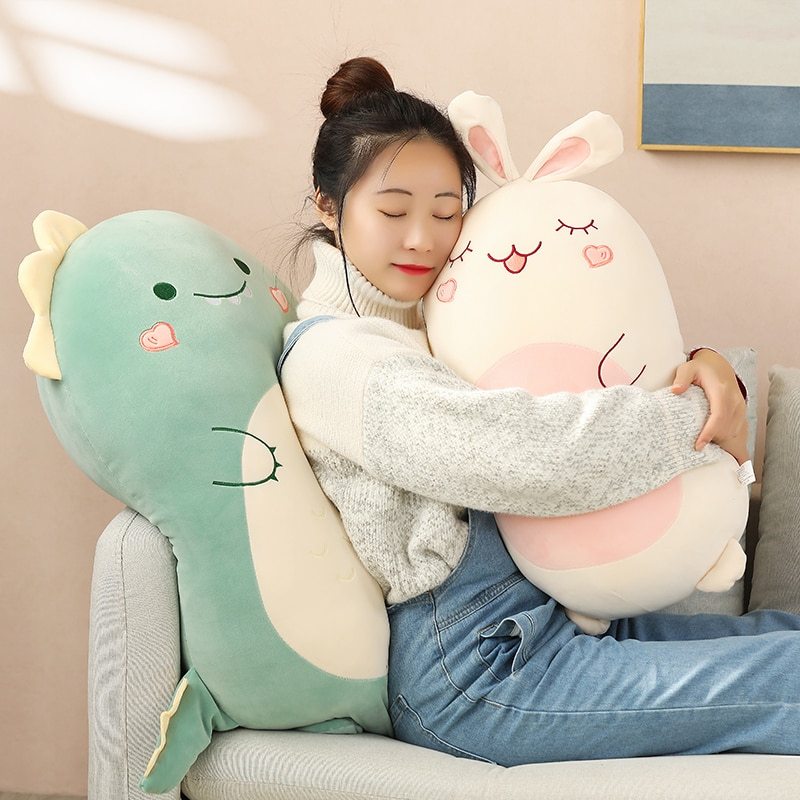Cartoon cute animal dinosaur pig husky plush pillow cushion 4304629711041