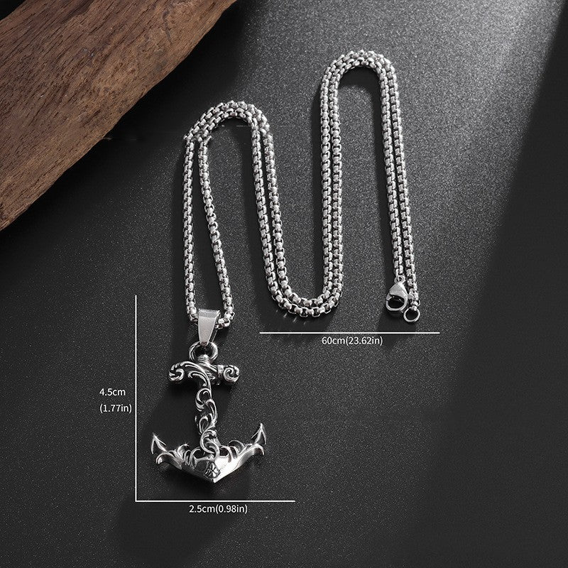 Vintage Totem Pattern Boat Anchor Thailand Silver Pendant Necklace 434b875b 0bb1 4de5 914b 5001d6ad2bf1