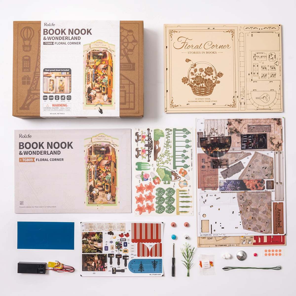 Rolife Floral Corner DIY Book Nook Shelf Insert Kit 3D Wooden Dollhouse For Gift 43a6e188 d004 4a3c 80ce ba040e8bd4e3