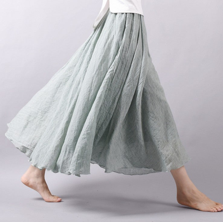 Mori Girl Art Plus Size Cotton And Linen Skirt Elastic Waist Linen A-line Skirt 43b61a9e 24e8 49b7 b0cd a7da9184d614