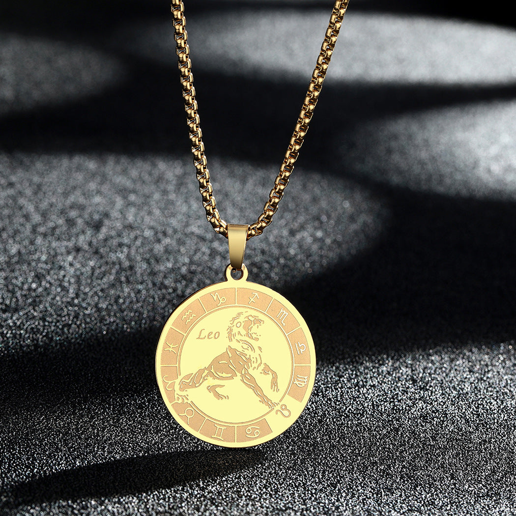 Stainless Steel Constellation Pendant Necklace Gold Medal Necklace 44d9ba79 0fa5 4348 bac1 d3f55bcd0cd0