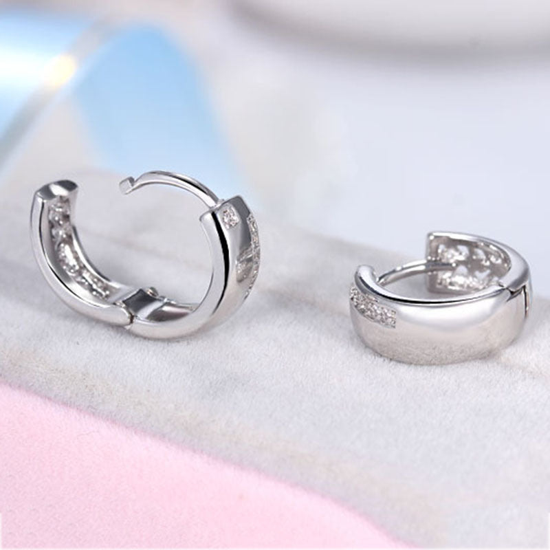 Korean Style New Diamond Studded Glossy U Shaped Fashion Ear Buckle Ins Cold Style Simple All Match Sweet Small Ear Ring Ear
