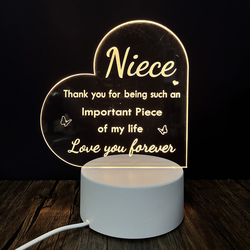 Creative 3D Night Heart Shaped Blessing Language USB Small Table Lamp 458567c2 6c1e 4477 8721 d7188a86eb8e