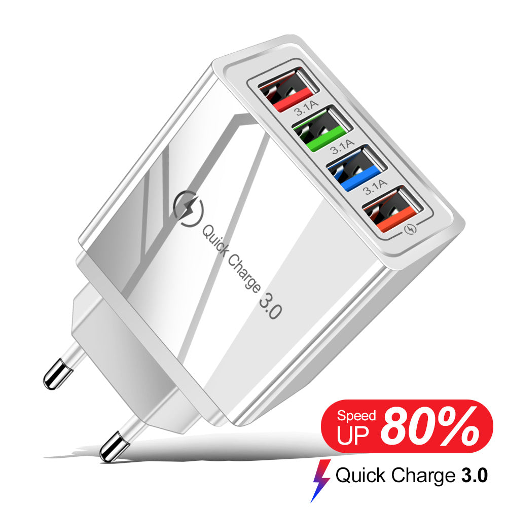 USB Charger Quick Charge 3.0 4 Phone Adapter For Tablet Portable Wall Mobile Charger Fast Charger - 图片 7