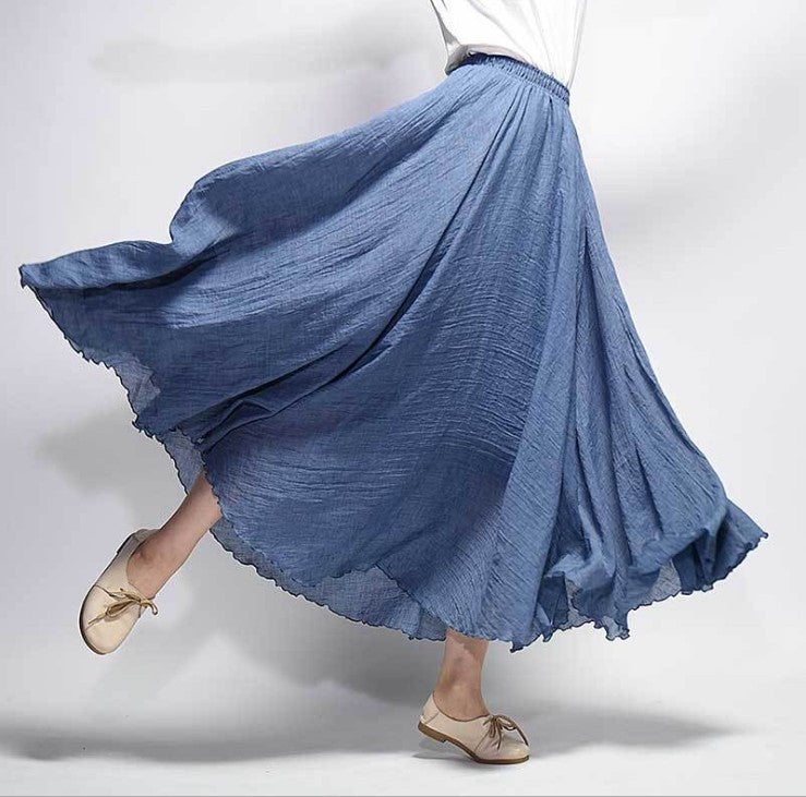 Mori Girl Art Plus Size Cotton And Linen Skirt Elastic Waist Linen A-line Skirt 46682da1 8fa7 41e8 836b 4963fc9cef9c