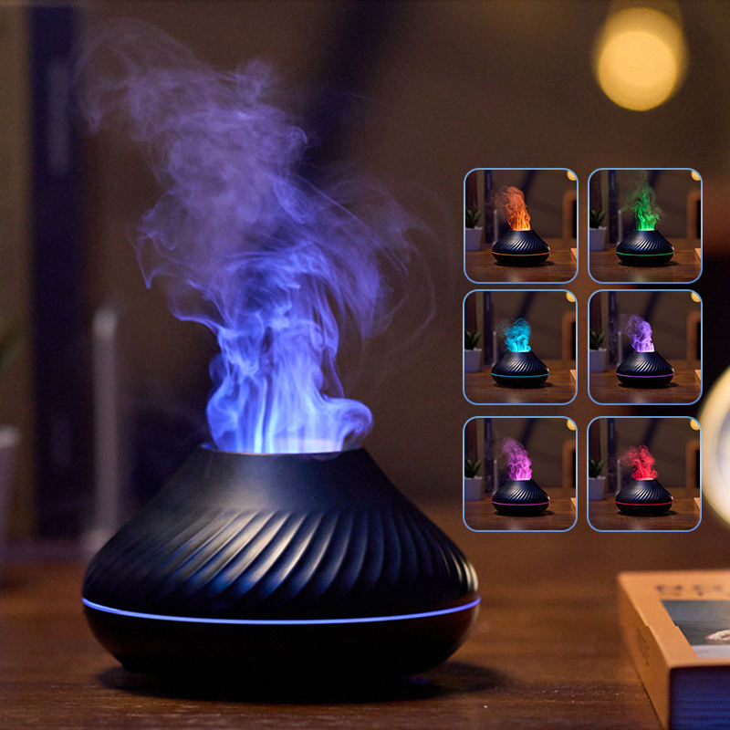 Newest RGB Flame Aroma Diffuser 130Ml 3d Colorful Flame Humidifier Fire Volcano Diffuser Flame 467b9d71 63de 45b9 b252 54ff9d