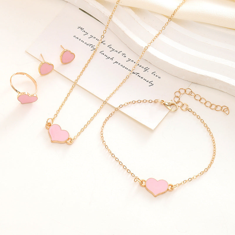 Simple Love Jewelry Women's Fashion Necklace Suit Heart Jewelry Set Gift For Her Fashion Party Jewelry 46d2bcd0 441d 4f04 8ce