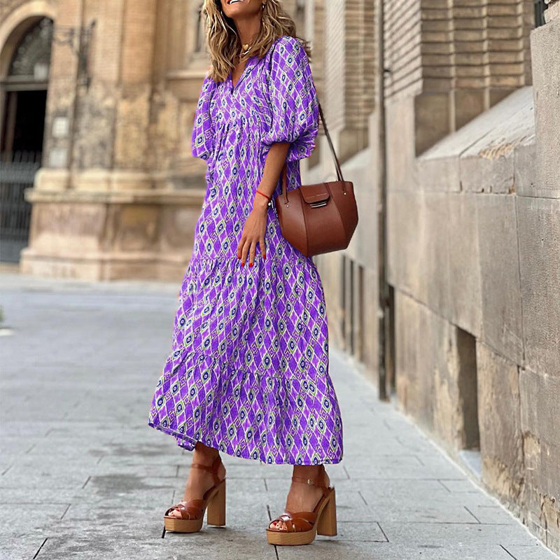 Short-sleeve Mid-length Boho Print Dress 46f24d9e 2958 4f70 aa16 1b04ed7d5d95