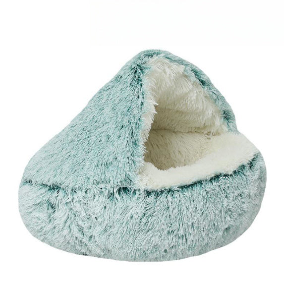 Deep Sleep Half-pack Semi-enclosed Dual-use Plush Round Pet Bed 4765f73d 0b4f 4ba5 858c 376569bd653a
