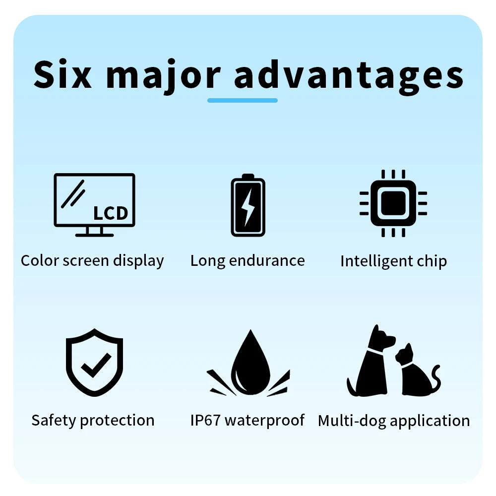 Smart Automatic Anti Barking Dog Collar Rechargeable Bark Stopper Stop Barking HD Digital Display IP67 Waterproof Collar For Dogs Pet Products