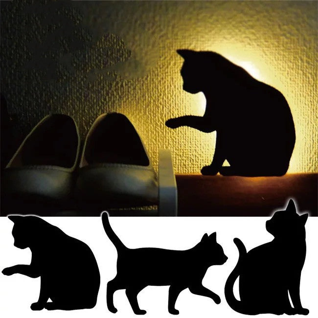 LED Animal Dog Cat Night Light Kitten Smart Sound Sensor Control Wall Lamp Home Corridor Balcony Night Lamp Baby Kids Sleep L