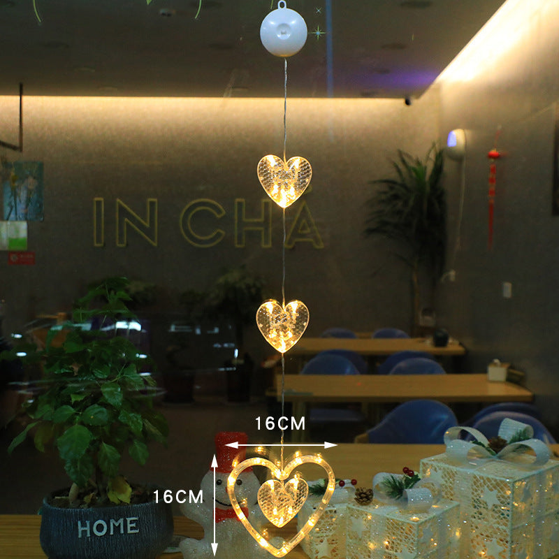 Christmas 3pcs LED Light Star Xmas Tree Hanging Sucker Lamp Window Ornaments Decoration For Home Xmas Navidad New Year Decor