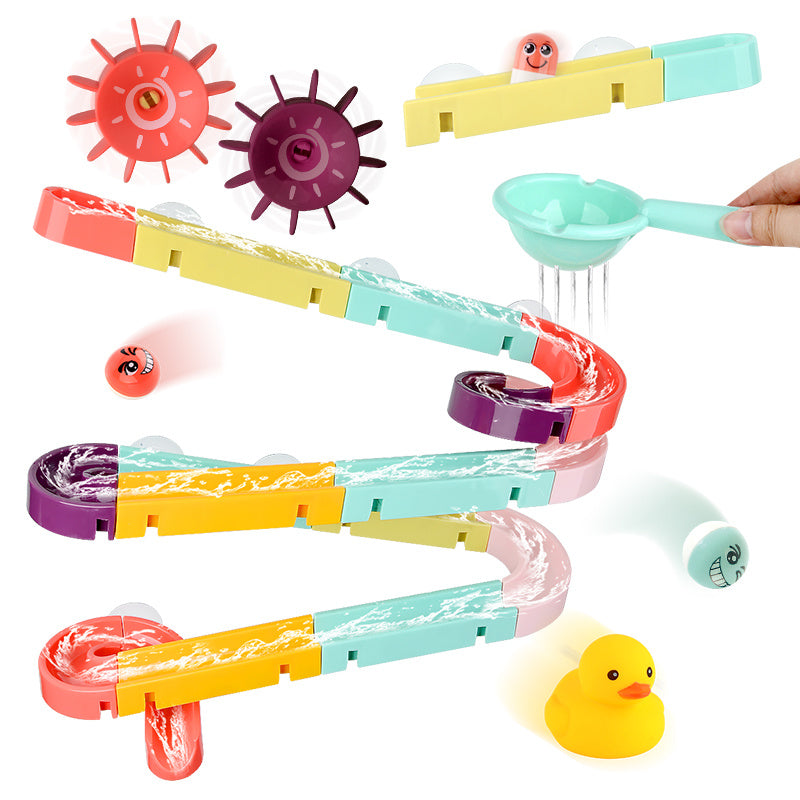 Kids Bath Toys Wall Suction Cup Marble Race Run Track Bathroom Bathtub Baby Play Water Games Toy Kit for Children 48013476170