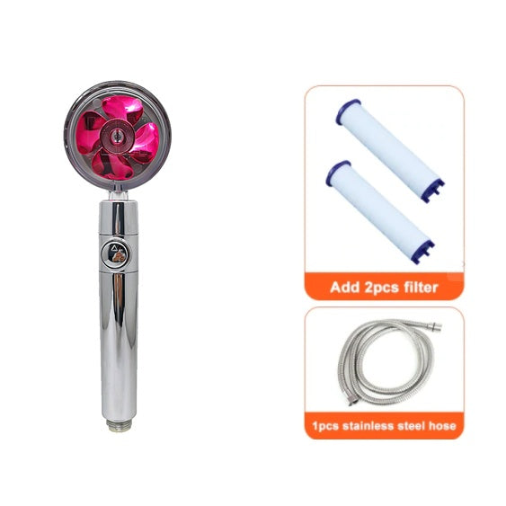 Shower Head Water Saving Flow 360 Degrees Rotating With Small Fan ABS Rain High Pressure Spray Nozzle Bathroom Accessories 48
