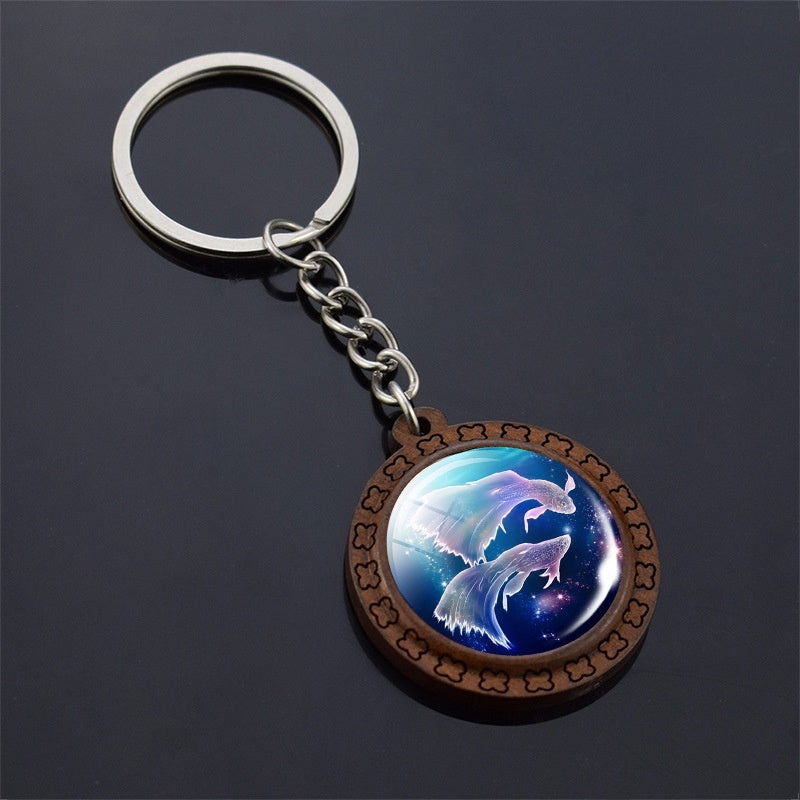 Constellation Keychain Wood Carved Time Gem Pendant 491eff8c b9ff 43d0 ab49 246dfd325a2c
