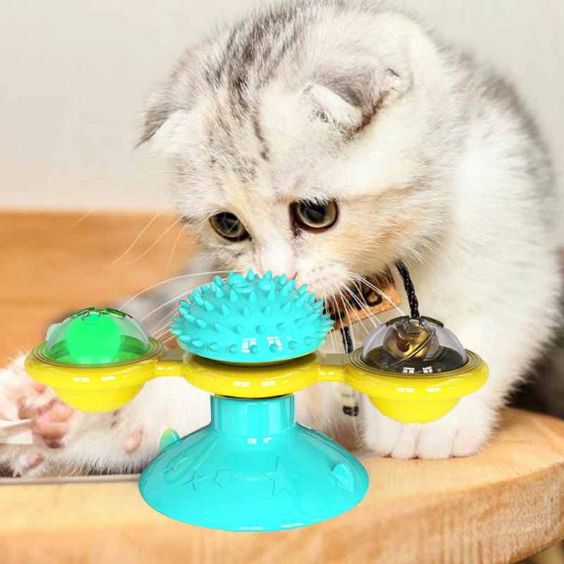 Cat Rotating Windmill Multi-Function Toys Itch Scratching Device Teeth Shining Toy 494215642556