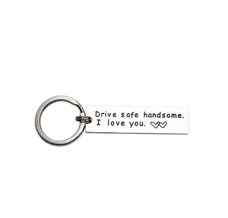 8 Styles Stainless Steel Key Chain Drive Safe I Need You Here With Me Keychain Couples Jewelry Engraved Car Key Chain SP1456 - HD Wireless Product #5