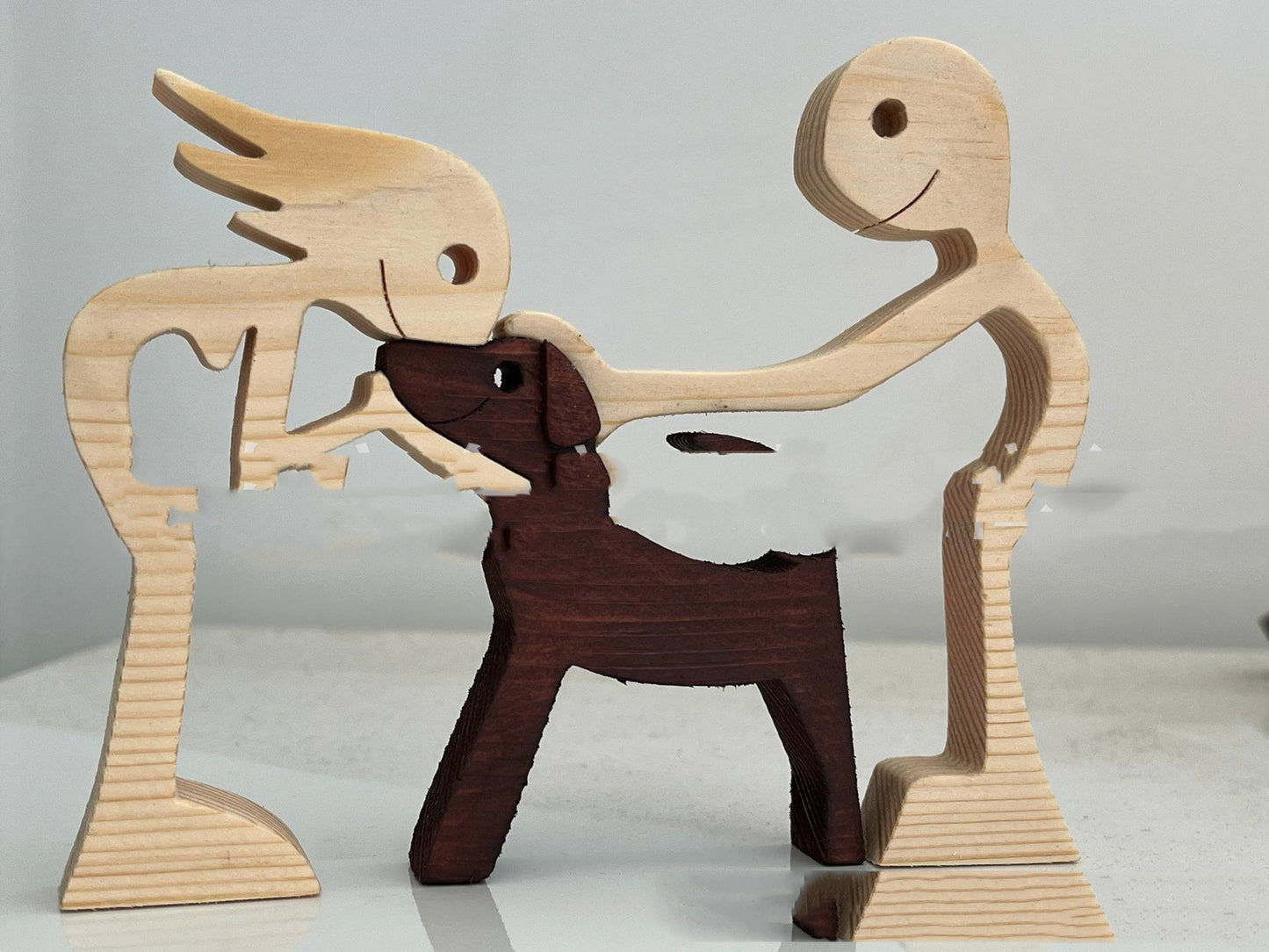 DIY Figurine Wood Dog Ornament Sculpture Home Decoration A Man A Dog Wood Sculpture Christmas Gifts Model Decor 49780763 ad2f