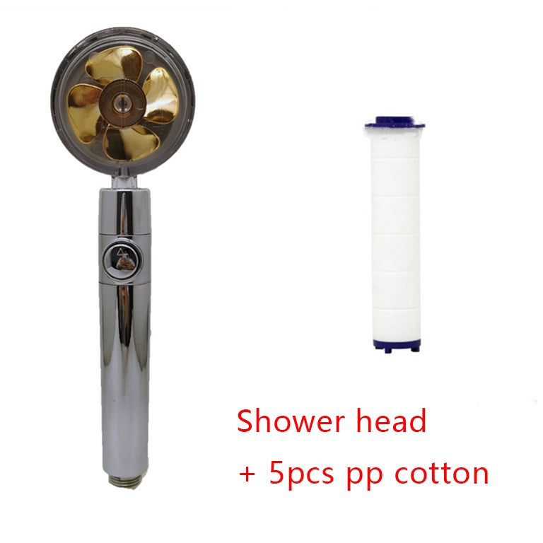 Shower Head Water Saving Flow 360 Degrees Rotating With Small Fan ABS Rain High Pressure Spray Nozzle Bathroom Accessories 49