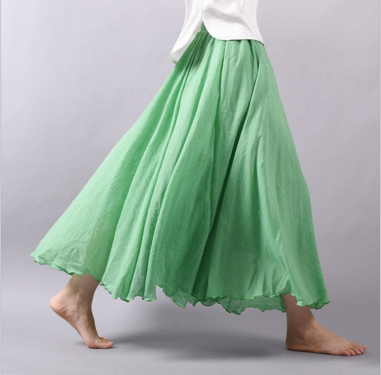 Mori Girl Art Plus Size Cotton And Linen Skirt Elastic Waist Linen A-line Skirt 4a1fd9dd 13b1 4556 895c 6741a56a50a0