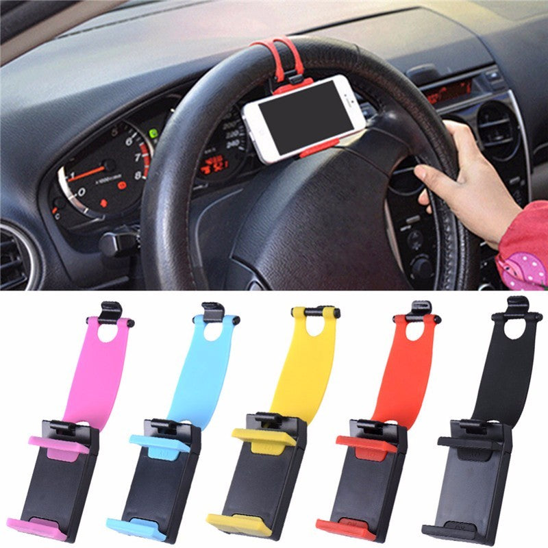 Car Steering Wheel Phone Clip Mount Holder Universal Bike Auto Camera GPS Stand Bracket For Phone - 图片 2
