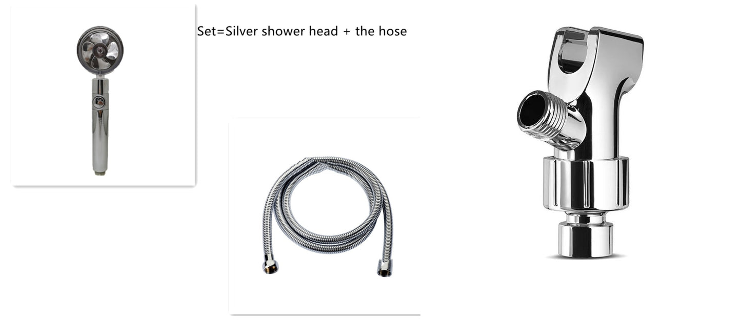 Shower Head Water Saving Flow 360 Degrees Rotating With Small Fan ABS Rain High Pressure Spray Nozzle Bathroom Accessories 4b
