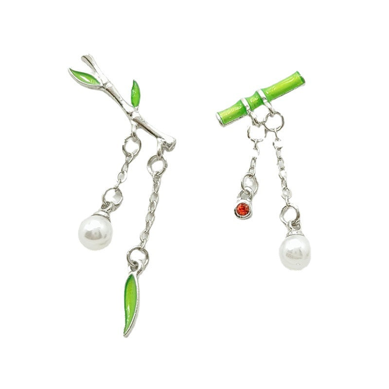 Women's Asymmetrical Bamboo Bamboo Leaf Earrings