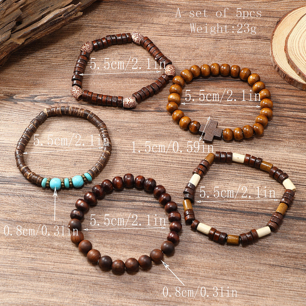 Handmade Beaded Men's Retro Fashion Turquoise Five-piece Set 4cf92ced d10b 4ca3 8c7e bc5993ccf81d