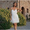 Sexy Tassel Sequins Feather Summer Mini Dress Women V Neck Spaghetti Strap Stitching Dresses Female Elegant Evening Party Clu