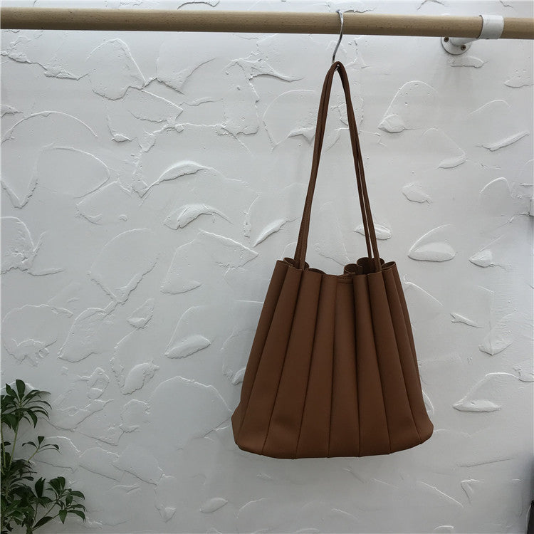 Color Series Pleated Simple Literary Handbag 4e357007 0c02 4224 9c10 9ea21a106ca9