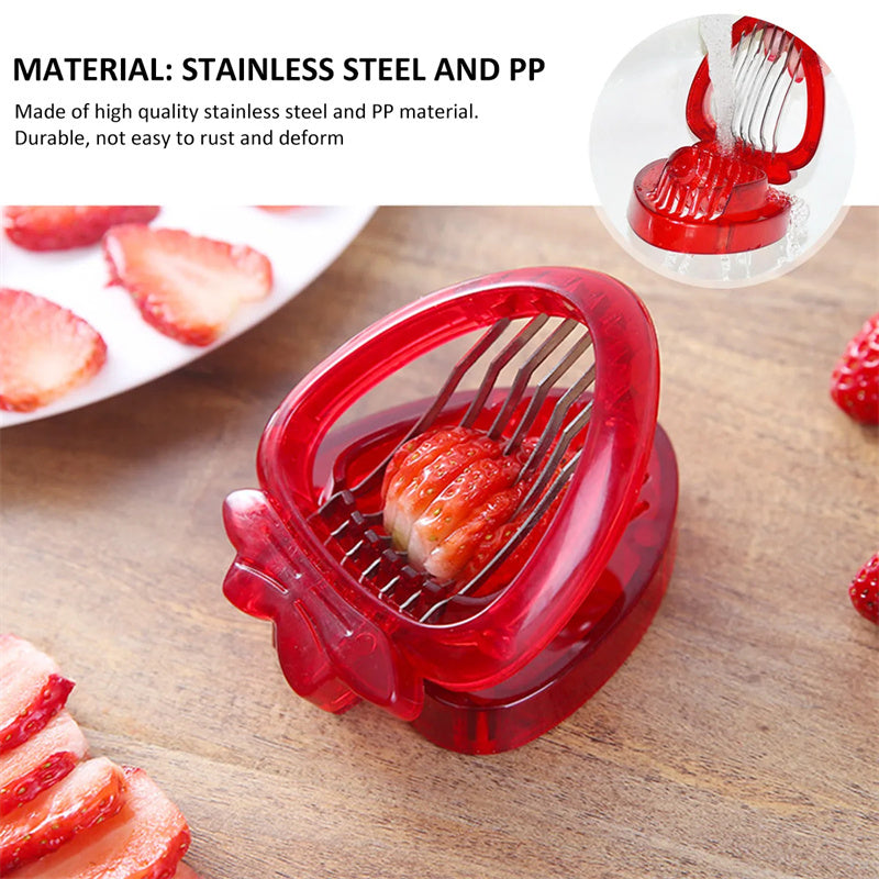 Red Strawberry Slicer Plastic Fruit Carving Tools Salad Cutter Berry Strawberry Cake Decoration Cutter Kitchen Gadgets 4ea518