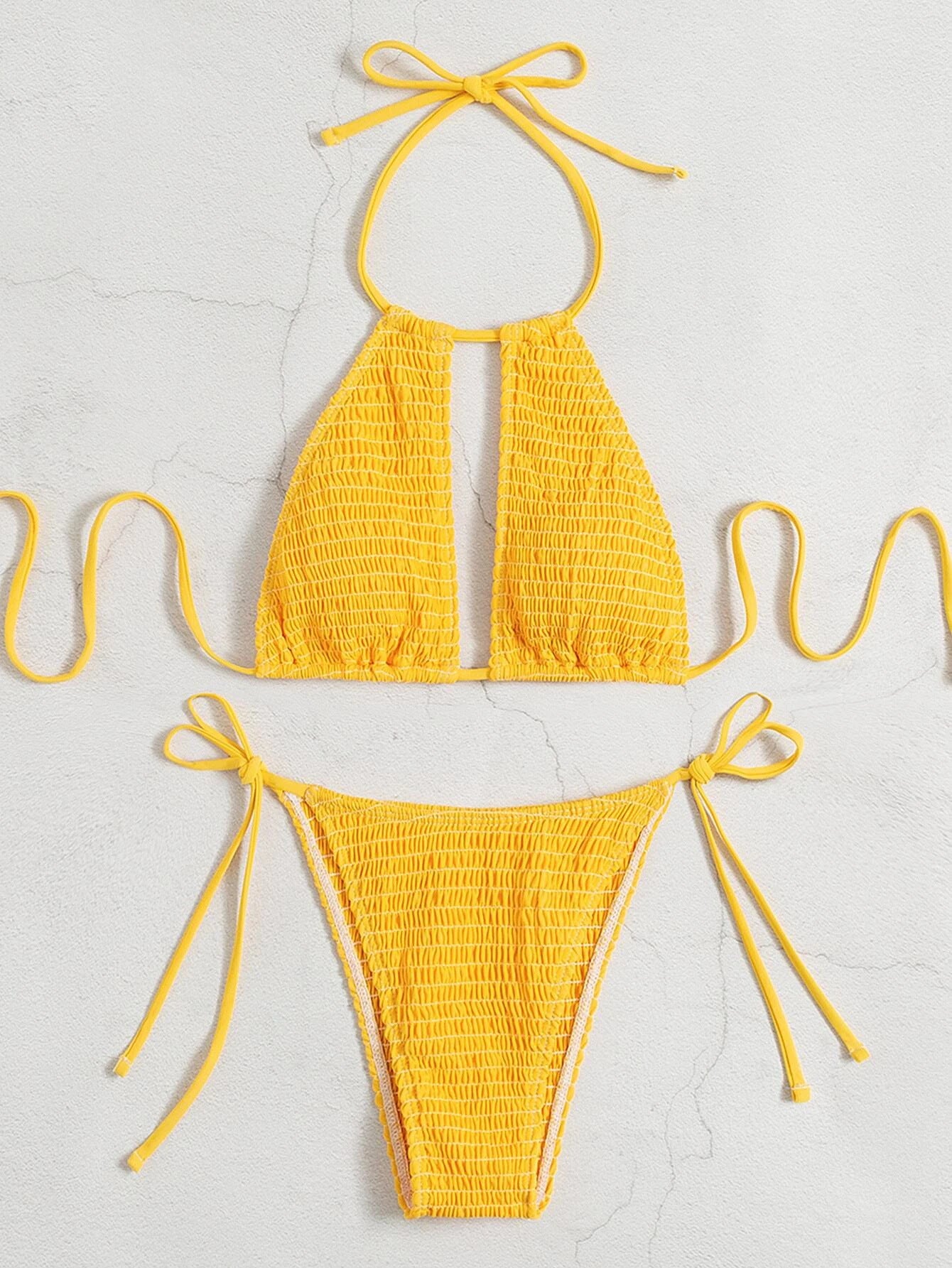 Women's Split Beach Swimsuit Bikini Two-piece Set 4ede8758 ed27 4584 a3cf 2f64c3ba1fcc