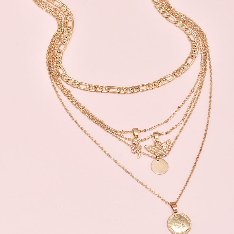 Flower Pendant Multilayer Ladies Necklace Combination Set 4fbd6821 78e4 48d7 ab25 c9c1fcb26922