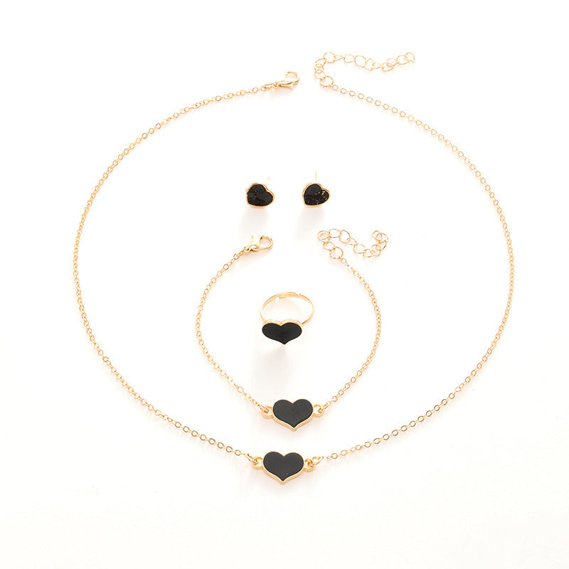 Simple Love Jewelry Women's Fashion Necklace Suit Heart Jewelry Set Gift For Her Fashion Party Jewelry 5028dc18 2d39 4008 918