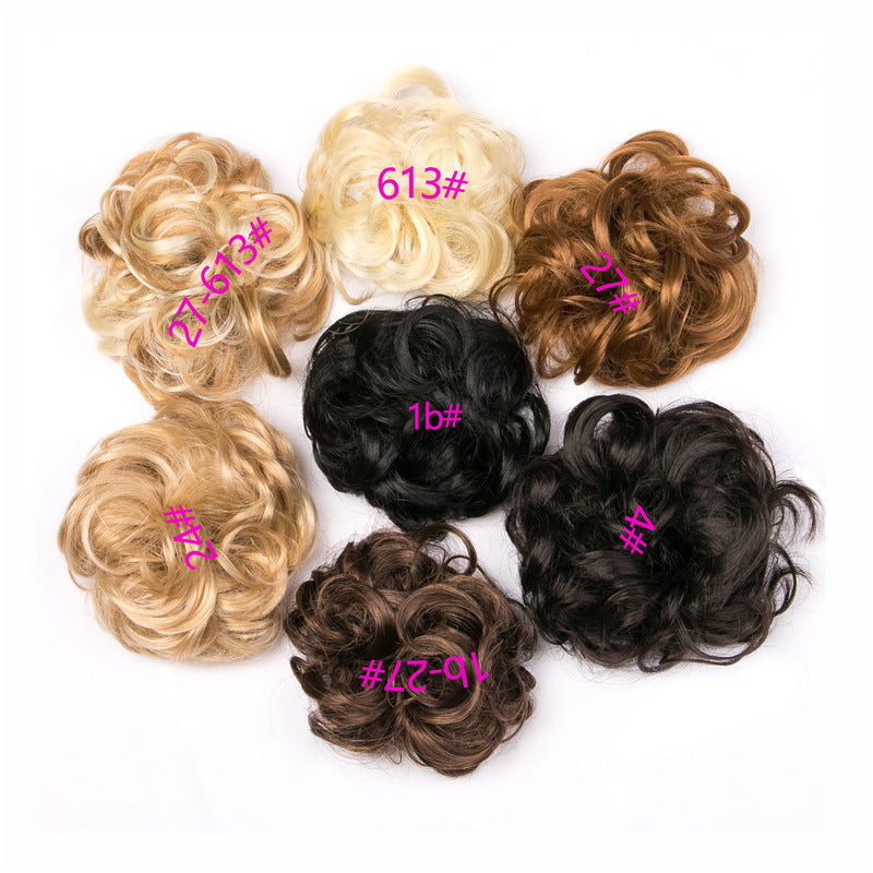 Europe, Japan, and South Korea popular hair bun fluffy natural drawstring curly hair ball head hair ring hair set female hair