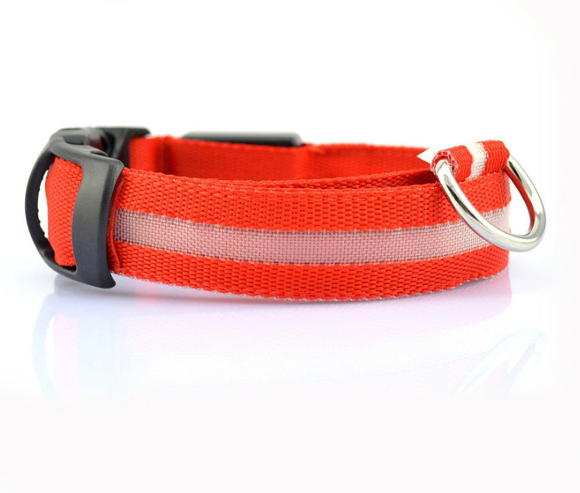 Nylon LED Pet Dog Luminous Collar Night Safety Flashing Glow in Dark Dog Cat Leash Adjustable Pet Supplies 541122193876
