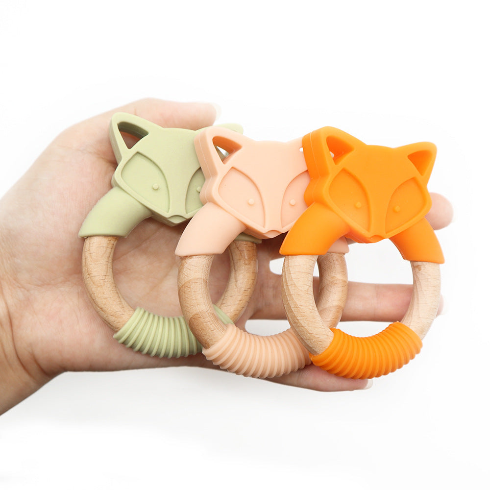 Baby Silicone Wood Ring Fox Baby Teether Molar Stick Toy 54673429977338