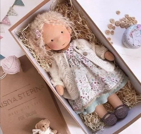 Handmade Plush Doll Golden Curly Girl Finished Product 54a7d845 d33b 4a68 b2da 93e7713d2c03