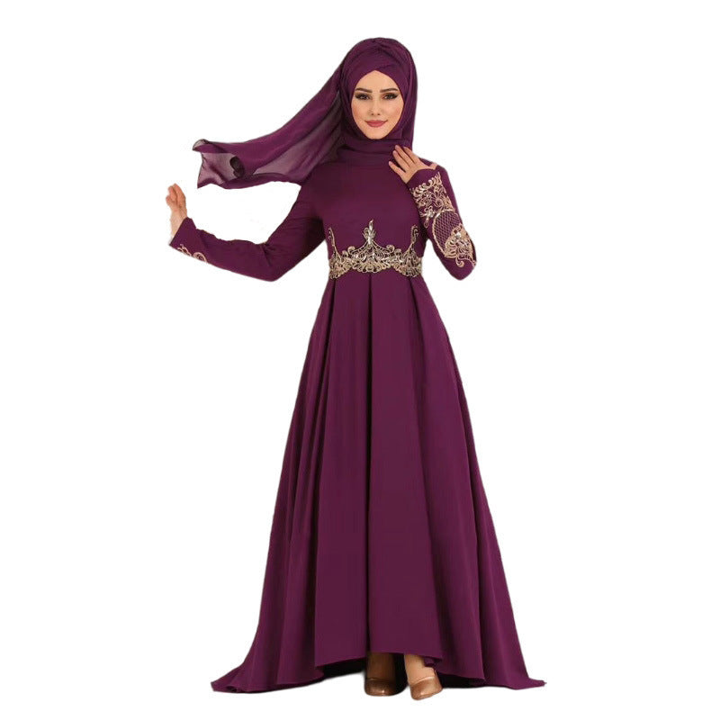 Muslim Embroidered High Waist Ethnic Elegant Graceful Slim Dress 54dd1128 3fde 4714 a828 d35a05940d7a