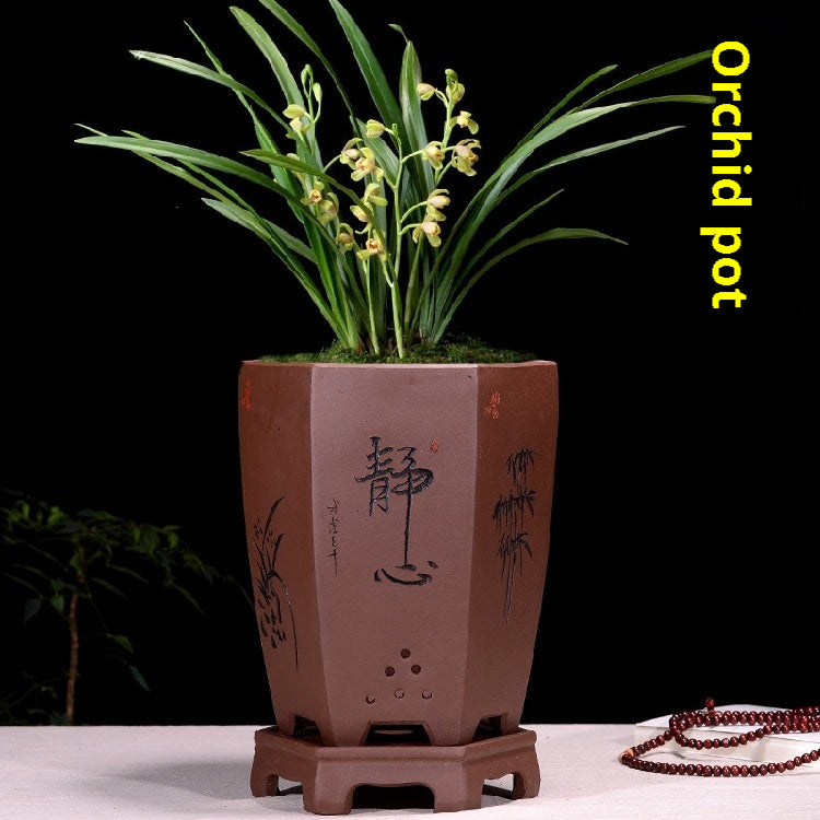 Fine Zisha Flowerpot Hand-carved Hexagonal 559dfd0f c492 4948 ba89 c8f003c50d8c fine