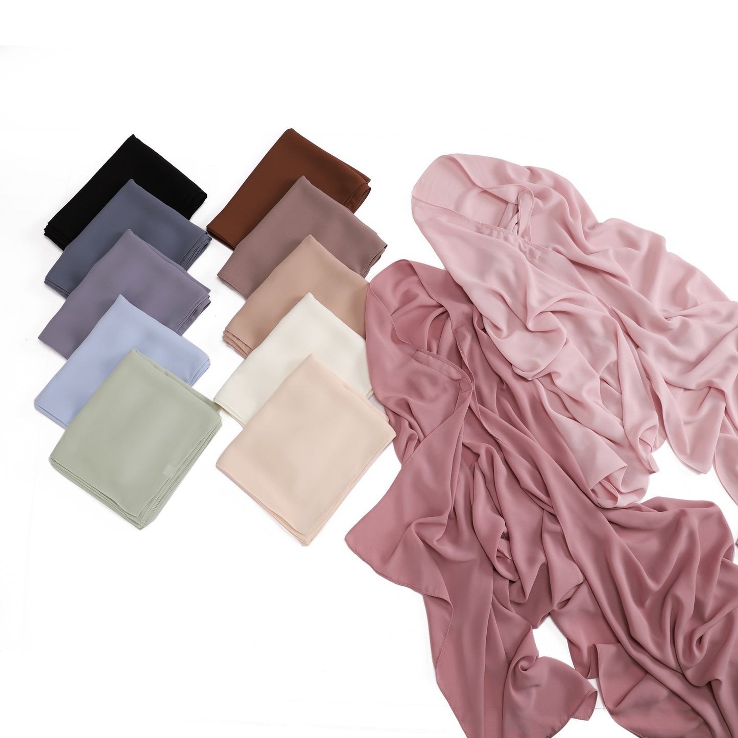 Solid Color Silky Thick Chiffon Base Cap Built-in Magnetic Snap Integrated Convenient Headcloth Scarf