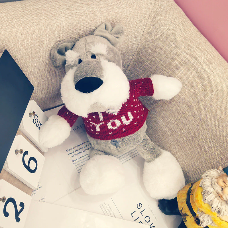 Schnauzer doll cute ins plush toy puppy husky doll 561380890261